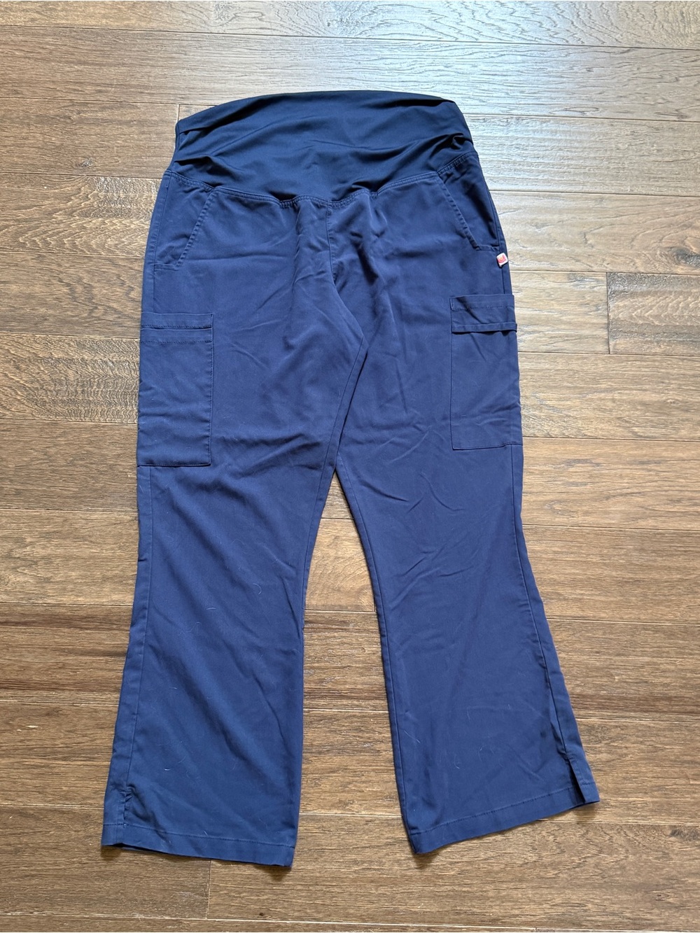 Urbane Ultimate Navy Blue Cargo Full Panel Maternity Scrub Pants, Large